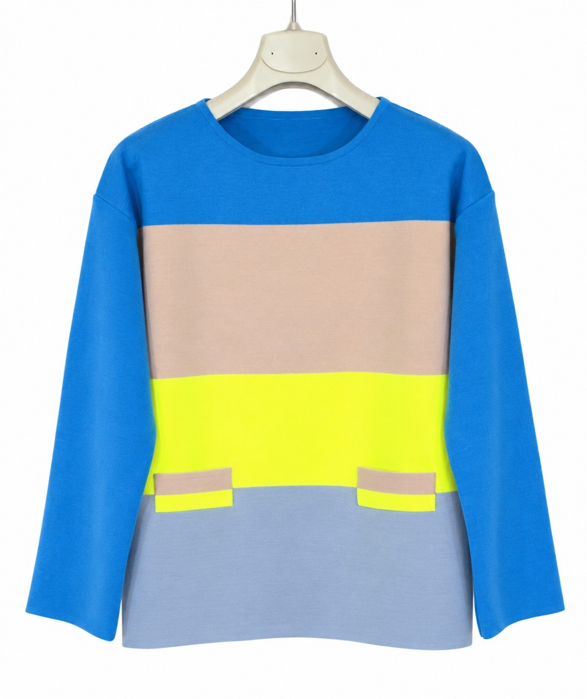 Pulover color block (royal) din lână